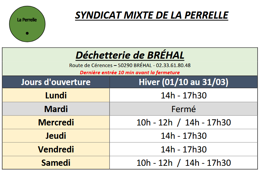 LA PERRELLE HORAIRE HIVER