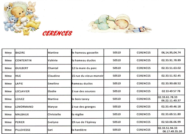 cerences a maternelles
