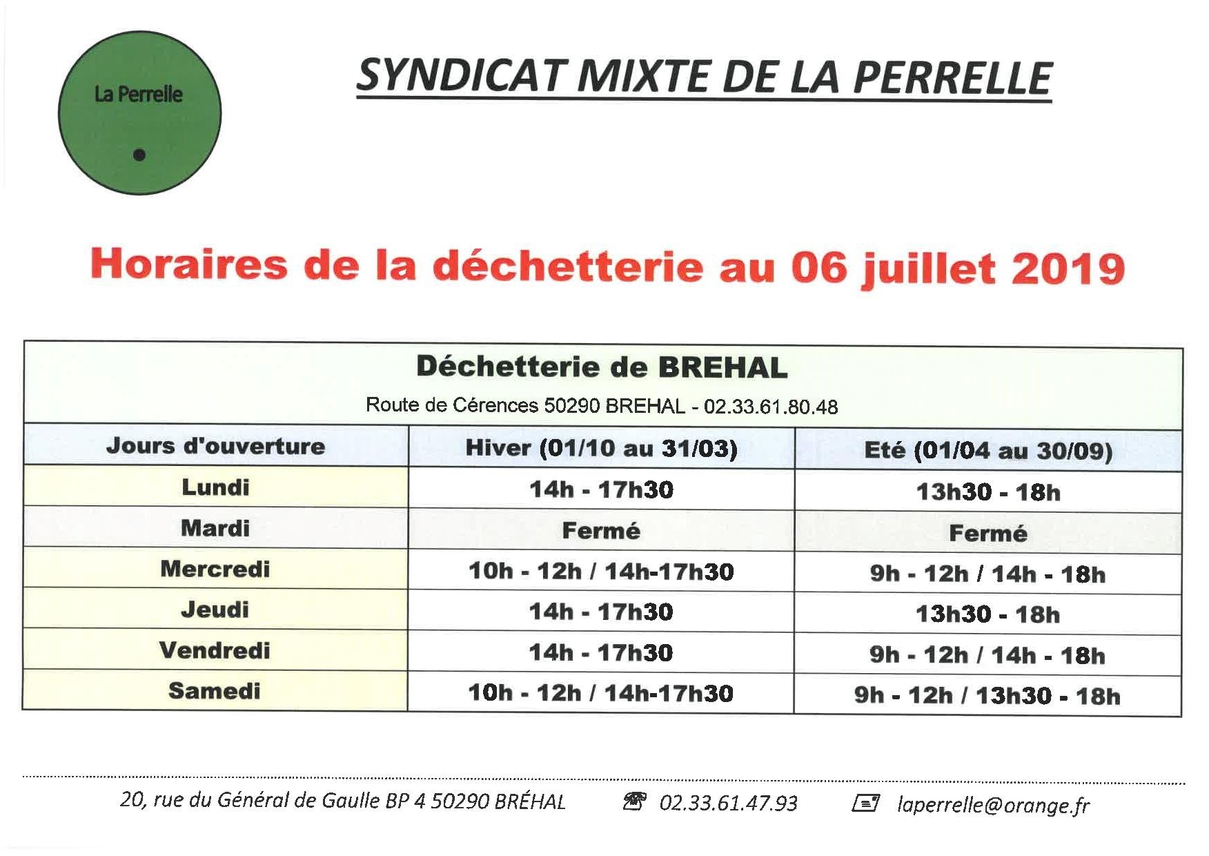Horaires de la déchetterie ville de Cérences